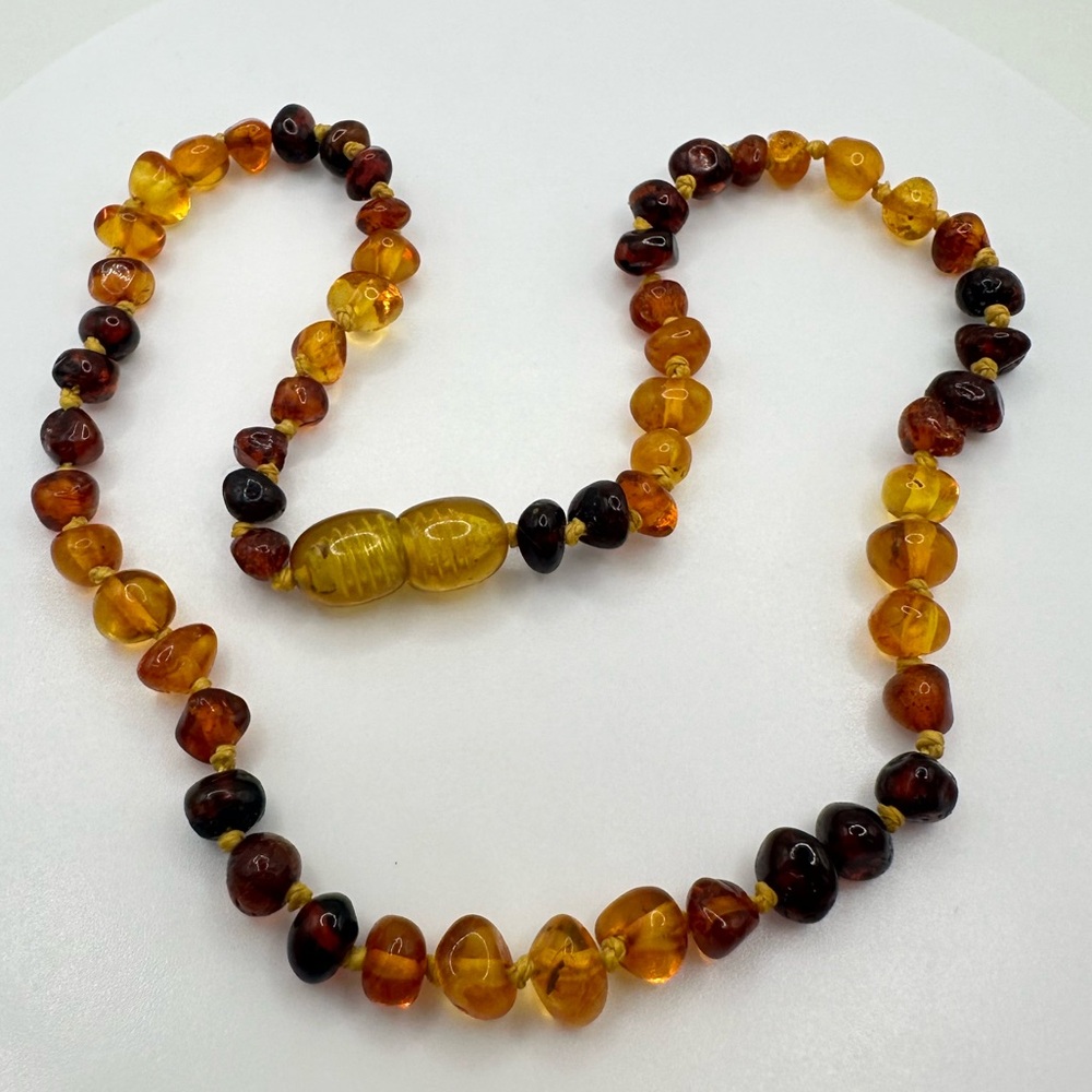Vintage 12” genuine Baltic amber beaded teething necklace choker
